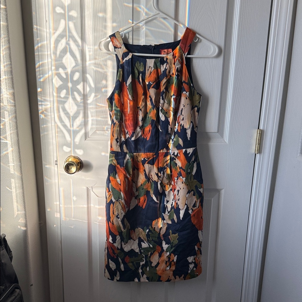 212 Collection Navy Floral Midi Dress